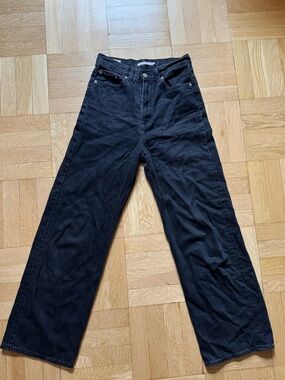 Vintage Levi’s Ribcage High-Waist Wide Leg Black Jeans